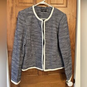 Karl Lagerfeld Paris blue and white Tweed Blazer